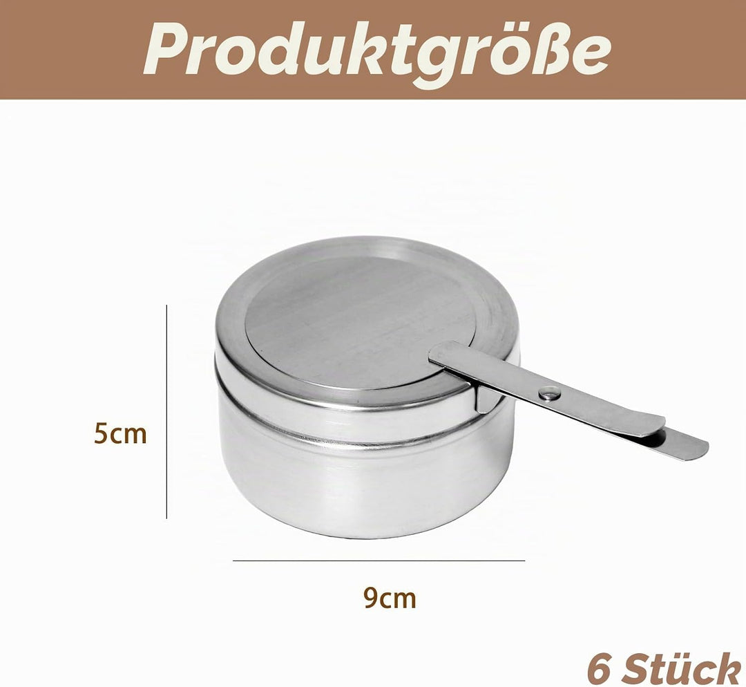 6 Stück Brennpastenbehälter mit Deckel Brennpastenbehälter Edelstahl Brennpaste Behälter Durchmesser