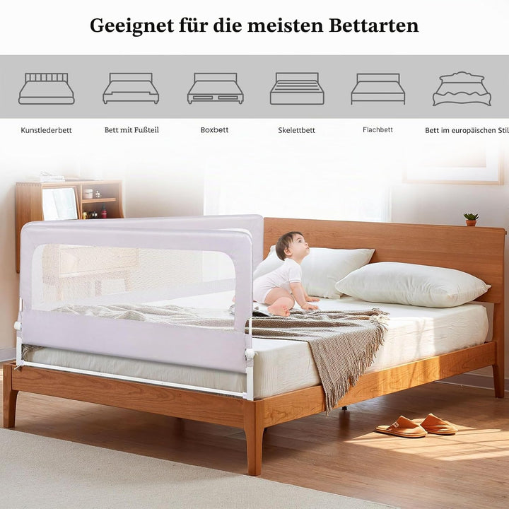 OHMG Bettgeländer,Sicherheitsgitter für Kinder,Sicherheitsgitter für Bett,höhenverstellbar,tragbar,B