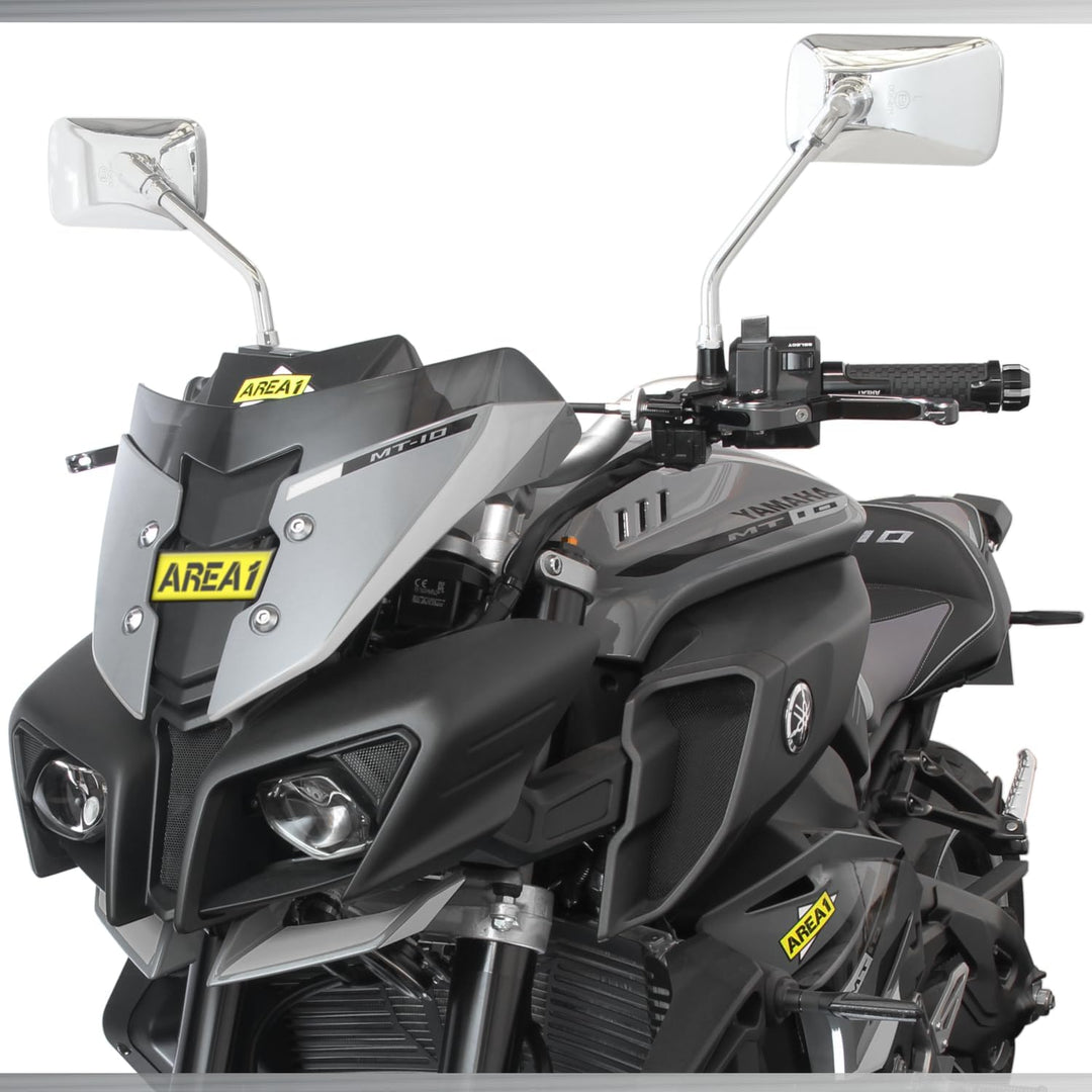 Area1 Universal Motorrad Rückspiegel Paar e-geprüft 2xM10 Rechtsgewinde + 5Adapter, Spiegel kompatib