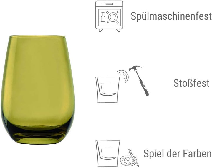 Stölzle Lausitz Wassergläser Set Elements Mediterraner Mix 465 ml randvoll / 6er Set Wassergläser Sp
