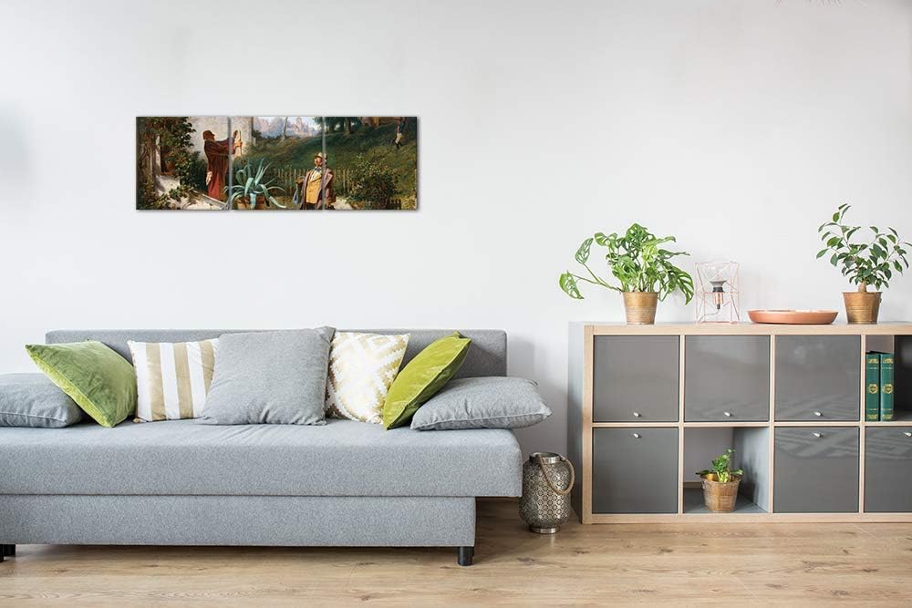 Bilderdepot24 Bild auf Leinwand | Carl Spitzweg Jugendfreunde in 90x30 cm mehrteilig als Panorama Wa