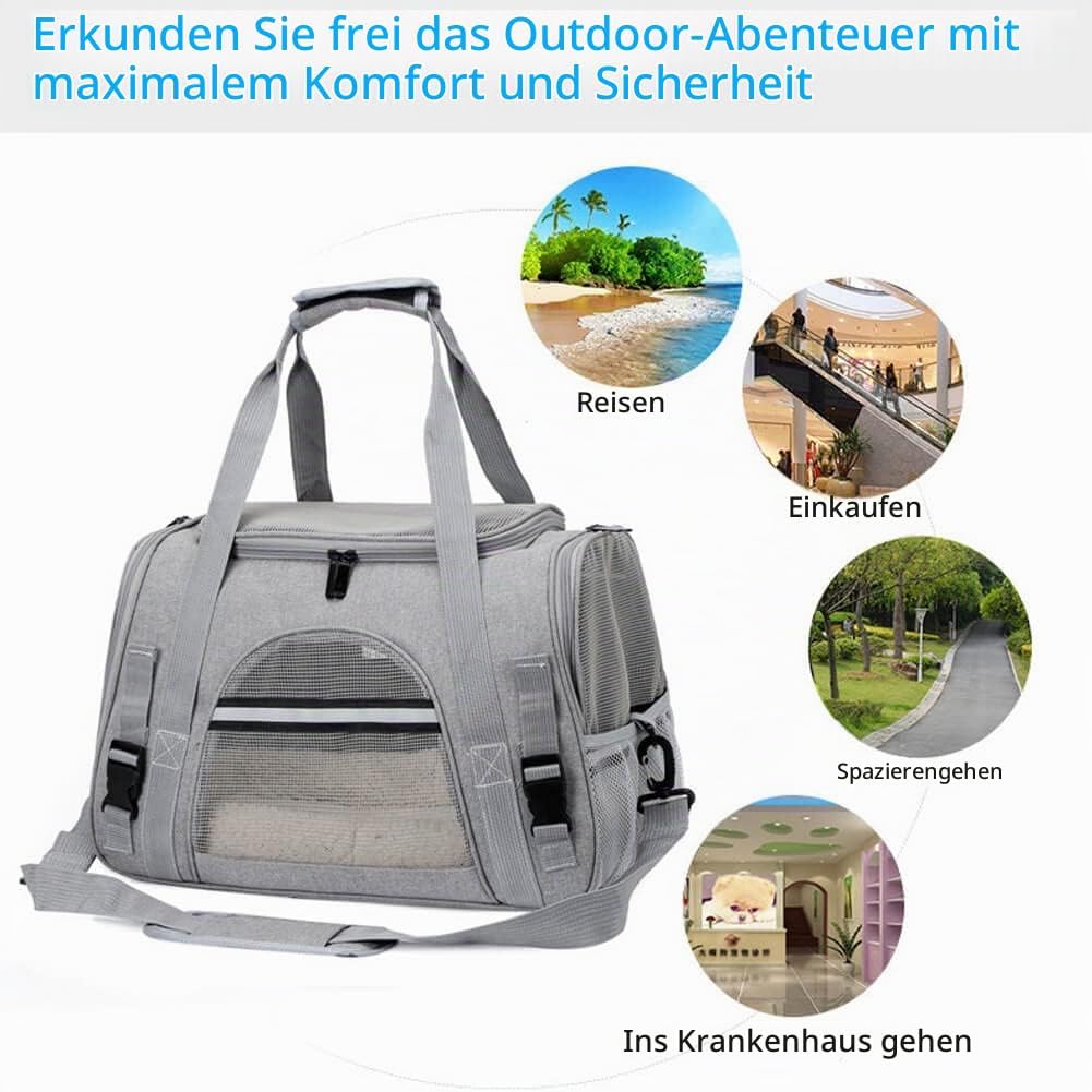 kleine Hunde Transportbox,transportbox Katze, Atmungsaktive und Faltbare Hundebox mit Verstellbarem,