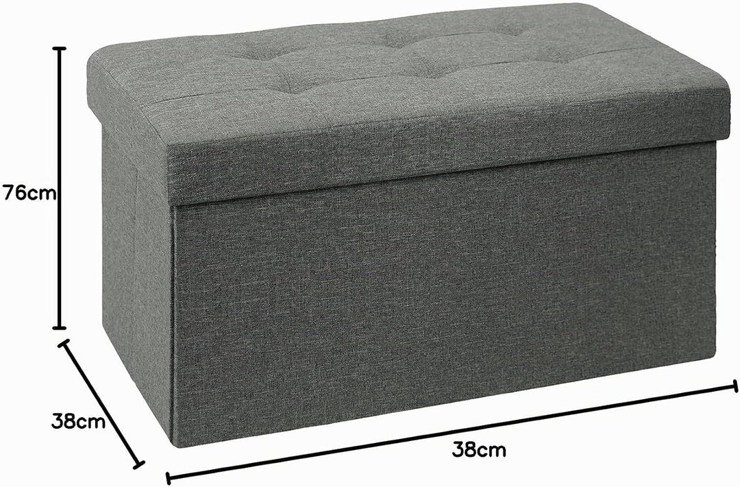 BRIAN &amp; DANY Faltbarer sitzhocker Leinen Sitzbank mit Stauraum, Dunkelgrau, 76 x 38 x 38cm, Dunkelgr