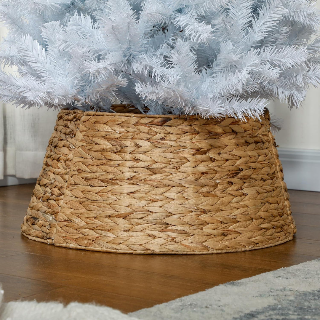 HOMCOM Weihnachtsbaumrock Ø 60 cm Weihnachtsbaum Kragen aus Wasserhyazinthe, Weihnachtsbaumkorb für