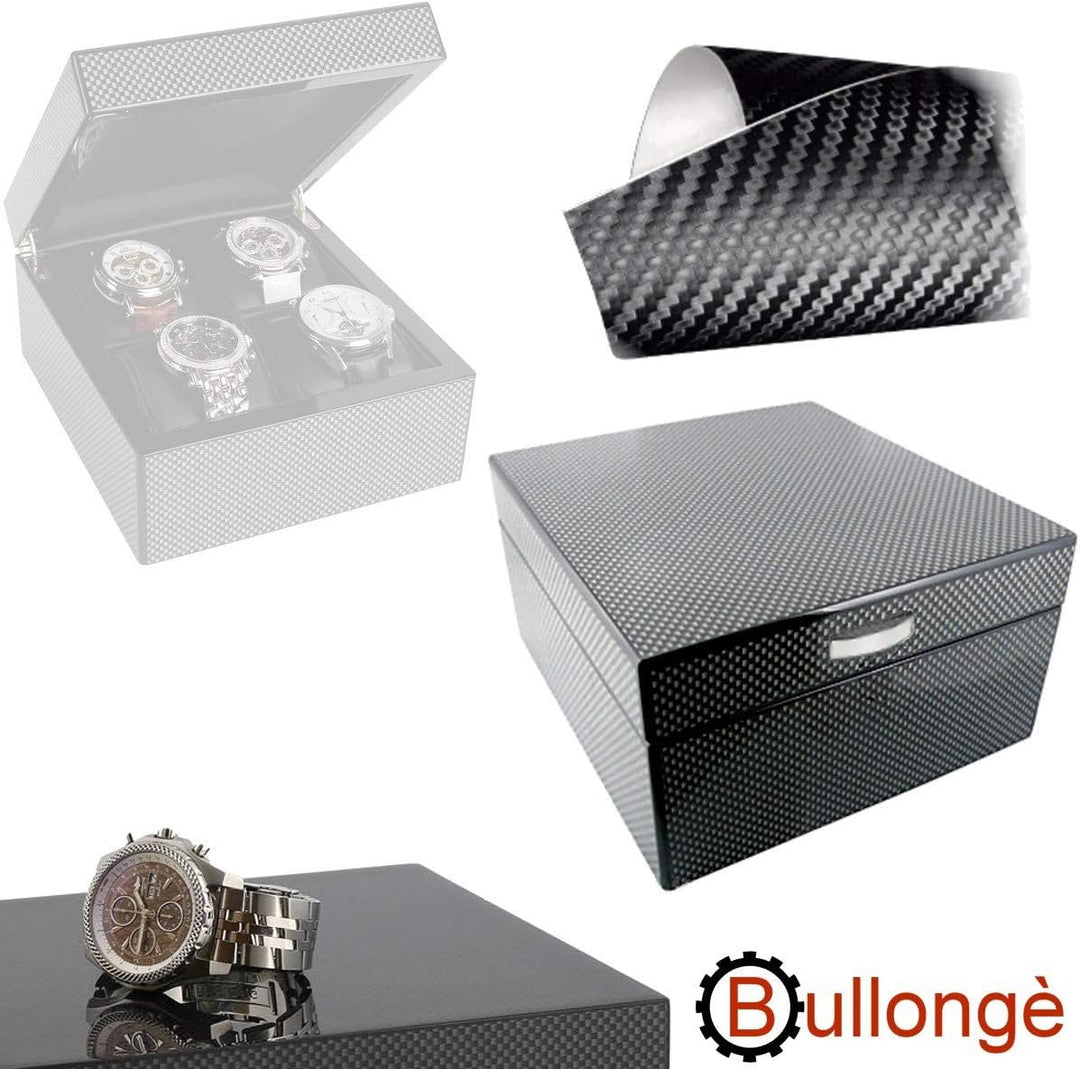 BULLONGÈ Uhrenbox Four Carbon zur Lagerung von 4 Armbanduhren