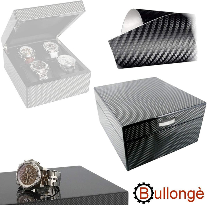 BULLONGÈ Uhrenbox Four Carbon zur Lagerung von 4 Armbanduhren