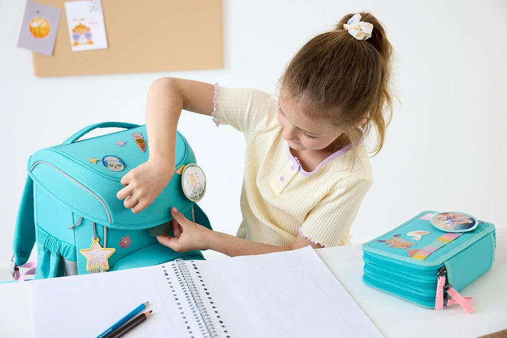 LÄSSIG Federmäppchen Unique School Triple Pencil Case Slim Unique Turquoise türkis
