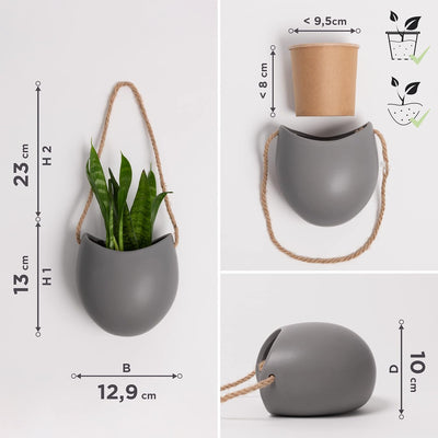 Kazai. Wandvasen -Ellie- | Hängende Keramik-Blumentöpfe 3-teilig | Wand-Deko für Zimmer, Balkon und