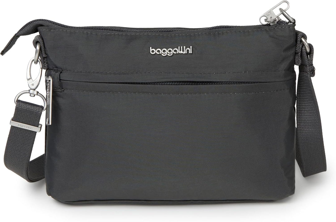 Baggallini Damen Anti-Theft Memento Crossbody Bag Umhängetasche Dunkelgrau, Dunkelgrau