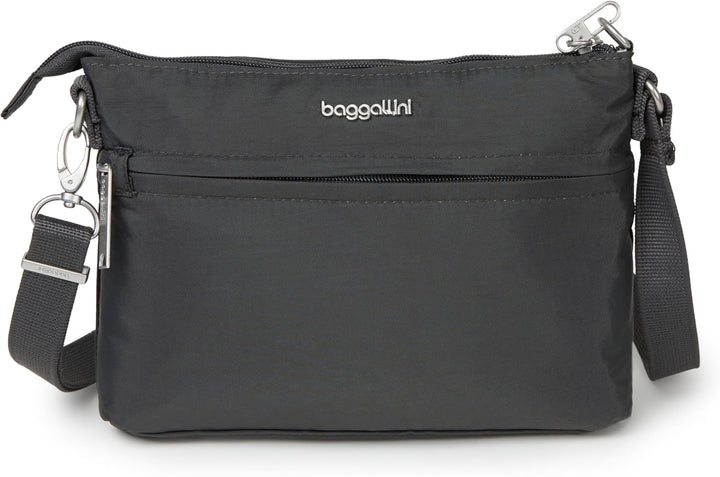 Baggallini Damen Anti-Theft Memento Crossbody Bag Umhängetasche Dunkelgrau, Dunkelgrau