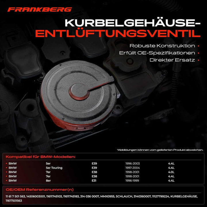 Kurbelgehäuseentlüftung Ventil für E31 E38 E39 4.0L 4.4L 1996-2004 11617501563