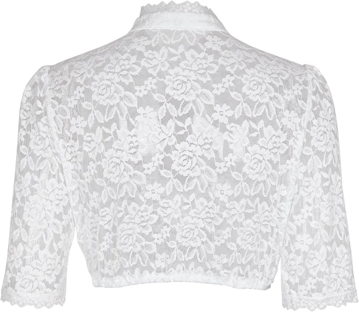Dirndlwelle Dirndlbluse Hochgeschlossen,Exklusive Trachtenmode Dirndlbluse Langarm Dirndlbluse Weiss