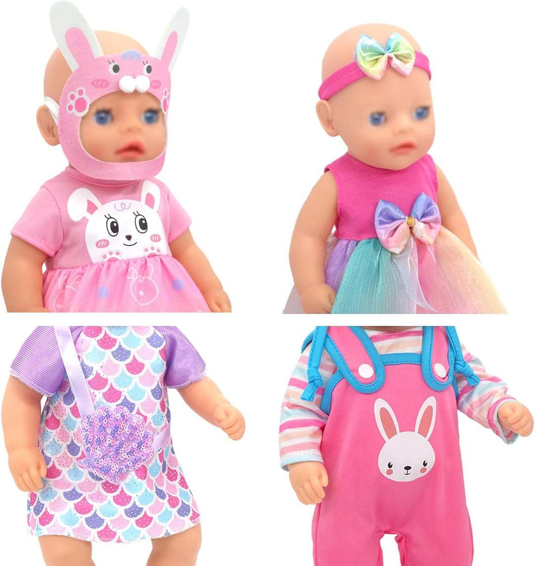 Puppenkleidung Puppenkleider Set mit Mantel Stirnband und Socken für 30-36 cm Puppen, 4-Packungen