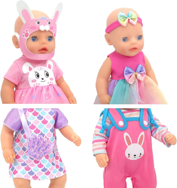 Puppenkleidung Puppenkleider Set mit Mantel Stirnband und Socken für 30-36 cm Puppen, 4-Packungen
