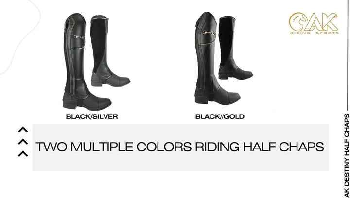 AK Chaps für Reitsport, mit extra Lederschutz innen schwarz / goldfarben 3XL, schwarz / goldfarben 3