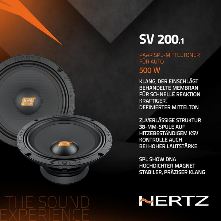 Hertz SV 200.1-20 cm Tief-/Mitteltöner Set SPL MIDRANGE 200mm 4 Ohm 1 Paar