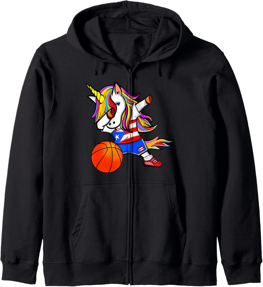 Dabbing Unicorn Einhorn Puerto Rico Basketball Flagge Kapuzenjacke