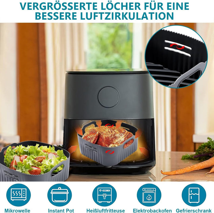 21CM Silikonform für Heissluftfritteuse, 2PCS Airfryer Zubehör XL Silikon Backform für Philip XL 6,2