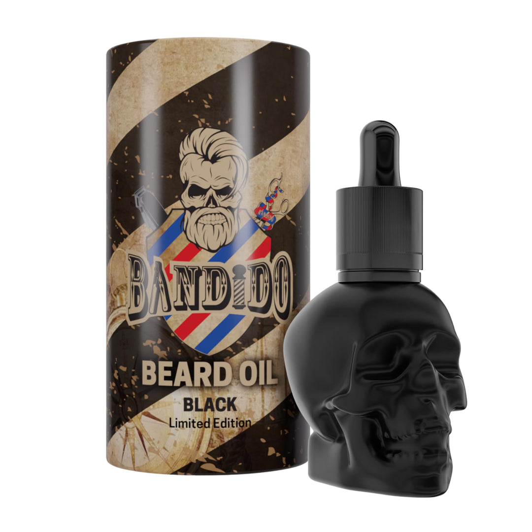 BANDIDO Beard Oil 40 ml - Bart öl im Totenkopf Design für Männer - Barbershop Bartpflegeöl mit Pipet