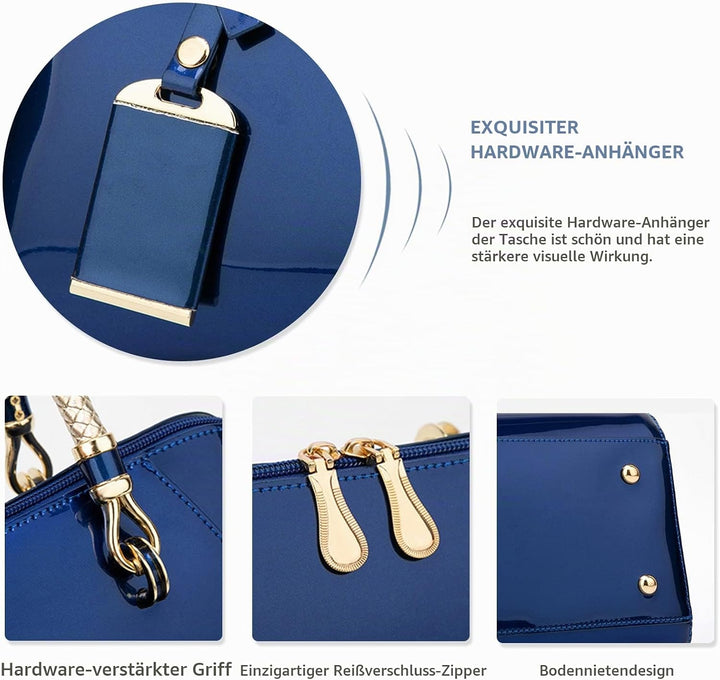 NICOLE &amp; DORIS Mode Handtaschen Damen Lackleder Handtasche Elegant Schultertasche Frauen Umhängetasc