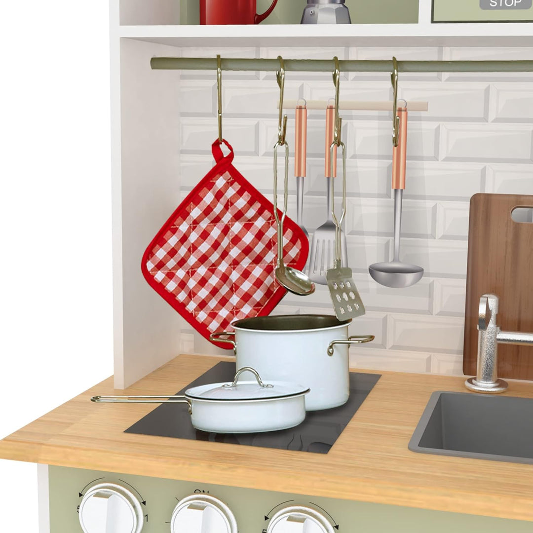 Teamson Kids Küche Für Kinder Aus Holz Little Chef Boston mit Interaktiven Funktionen &amp; 9 Kochzubehö