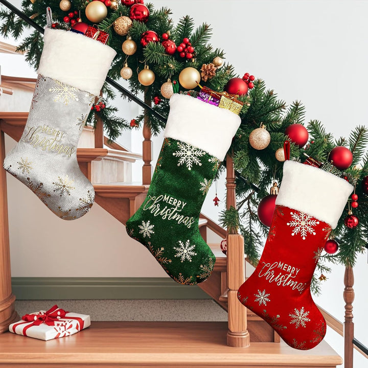 3 Stück Personalisiert Nikolausstrumpf, Gestrickt Weihnachtsstrumpf, Befüllen nikolausstiefel, Kinde