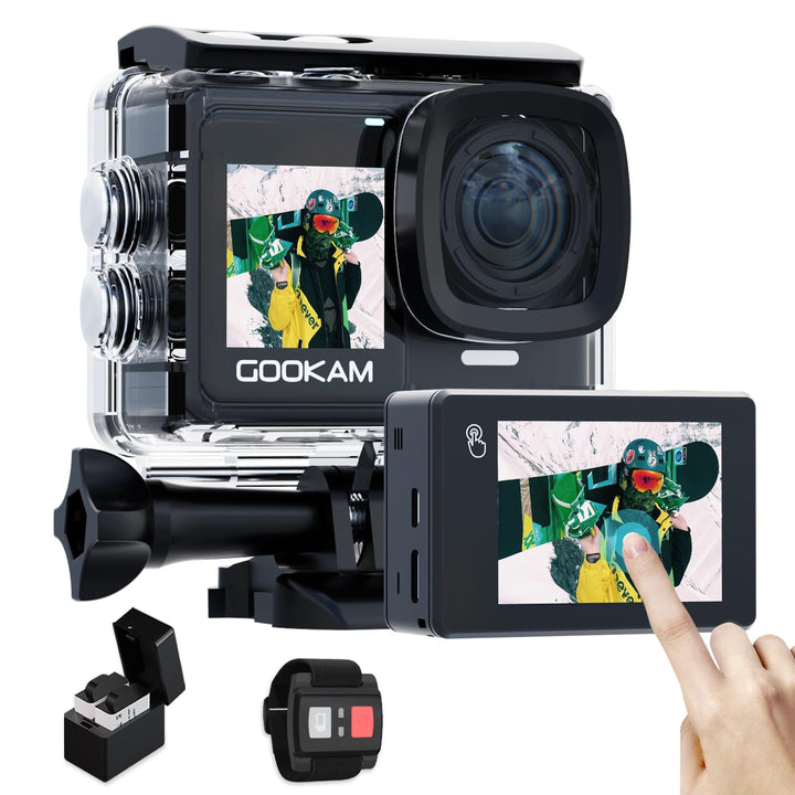 GO7 Action Cam 4K Dual Touchscreen Unterwasserkamera 40M mit 2.4G Fernbedienung EIS Anti-Shake 170°