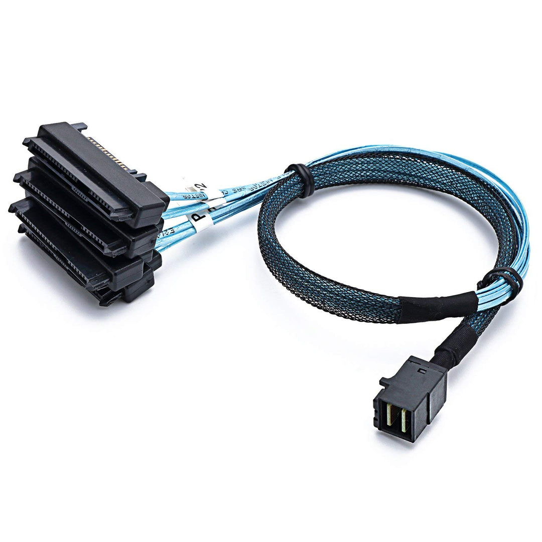 CableDeconn SFF-8643 interne Mini SAS HD auf (4) 29pin SFF-8482 Stecker mit SAS 15pol Power Port 12
