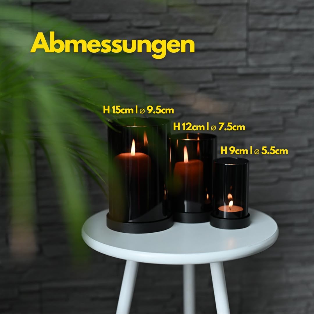 CeleBig® Windlicht 1er Set (3 Gläser) mit Meereslicht-Effekt | Lichtermeer | Kerzenhalter mit Windli