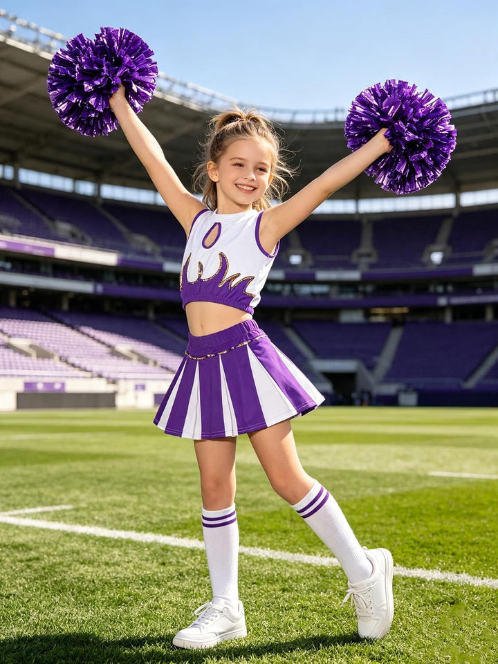 LOLANTA Mädchen Cheerleader Kostüm Schulkind Cheer Kostüm Outfit Karneval Kostüm Violett 164-170, Vi