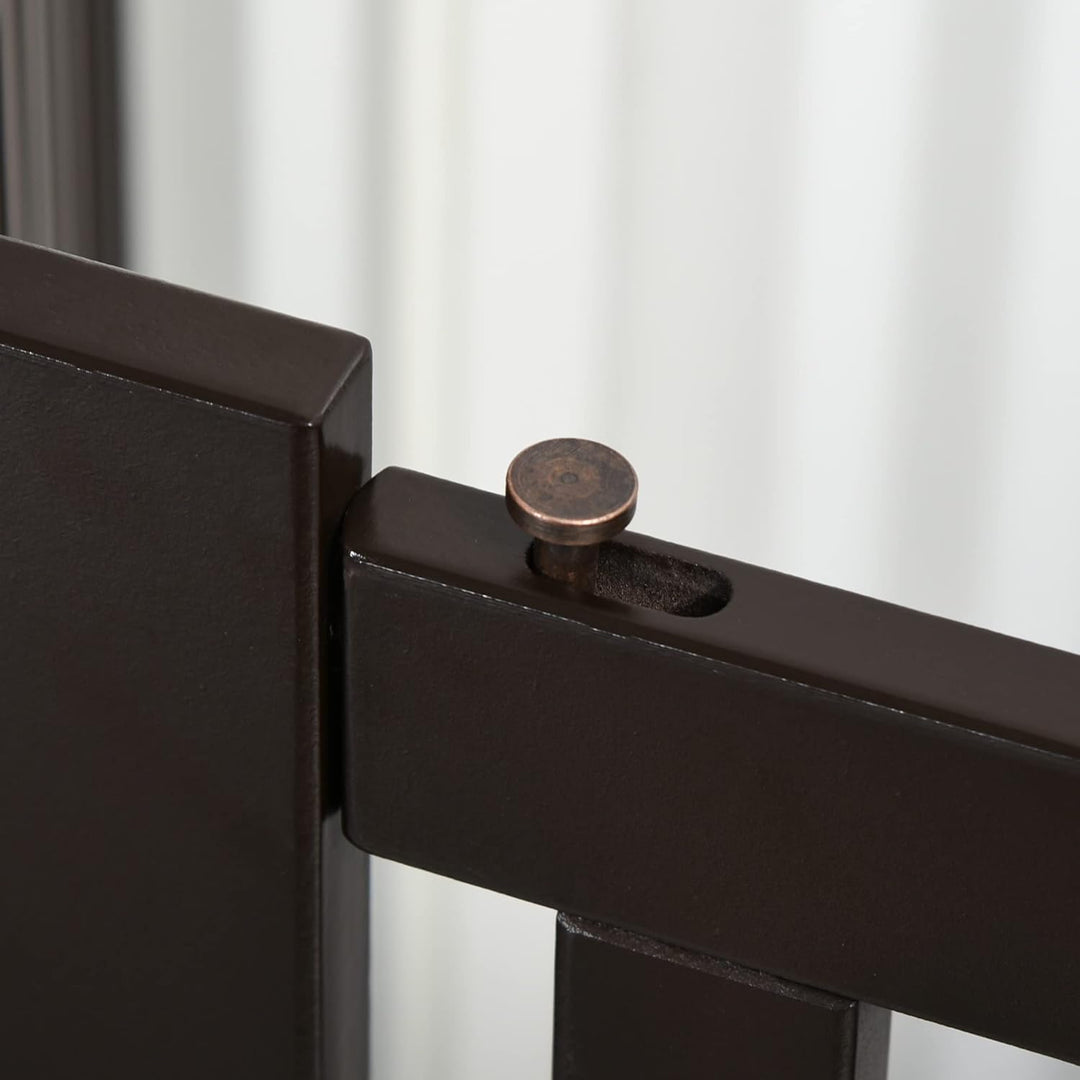 PawHut Absperrgitter Holz Freistehendes Schutzgitter für Hunde Türschutzgitter Verstellbares Hundegi