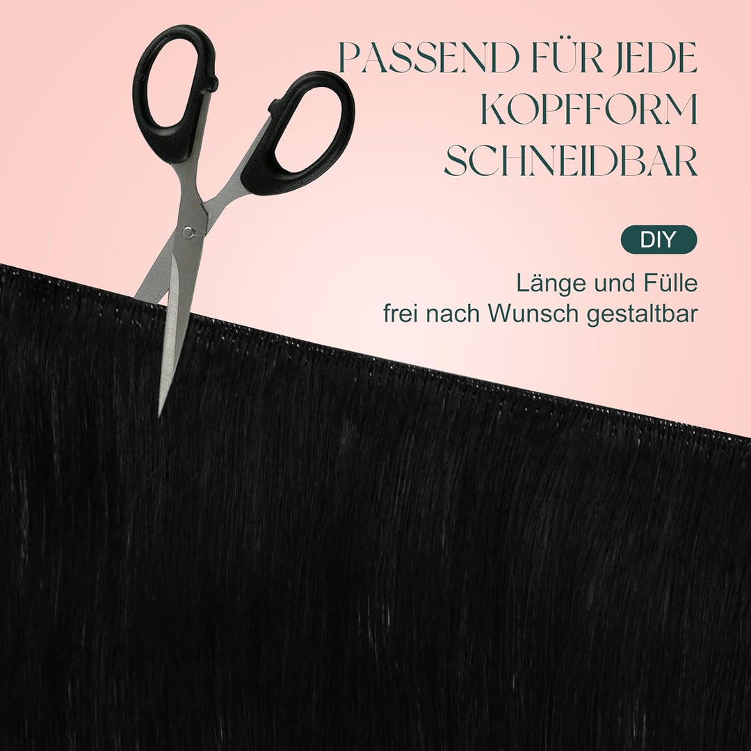 Easyouth Tressen Echthaar Extensions Sew in Echthaar Tressen 14 Zoll Farbe Pechschwarz 70g Human Hai