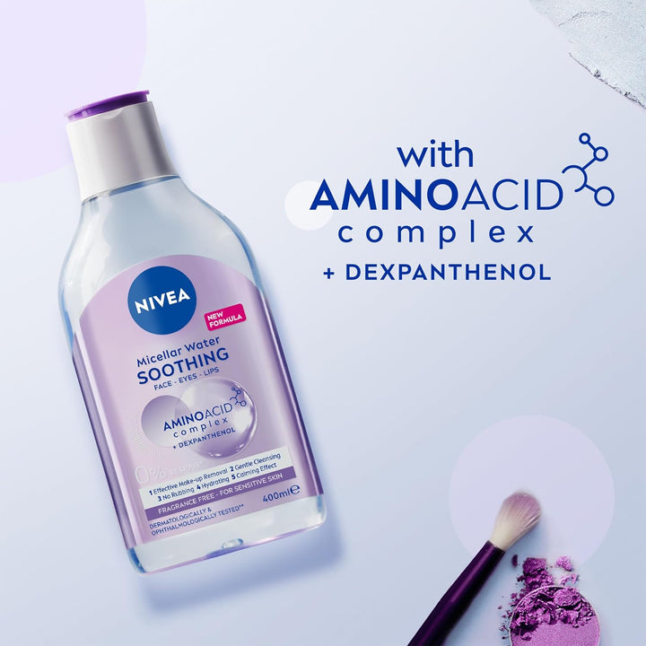 NIVEA MicellAIR 5 Stück Skin Breathe Mizellenwasser (400ml), 3-in-1 Sensitive Make Up Entferner Mize