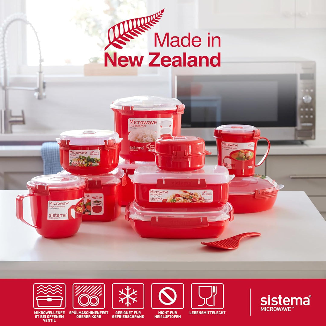Sistema Microwave-Heat &amp; Eat Frischhaltedosen Set, 4 rechteckige Mikrowellen-Vorratsdosen mit Deckel