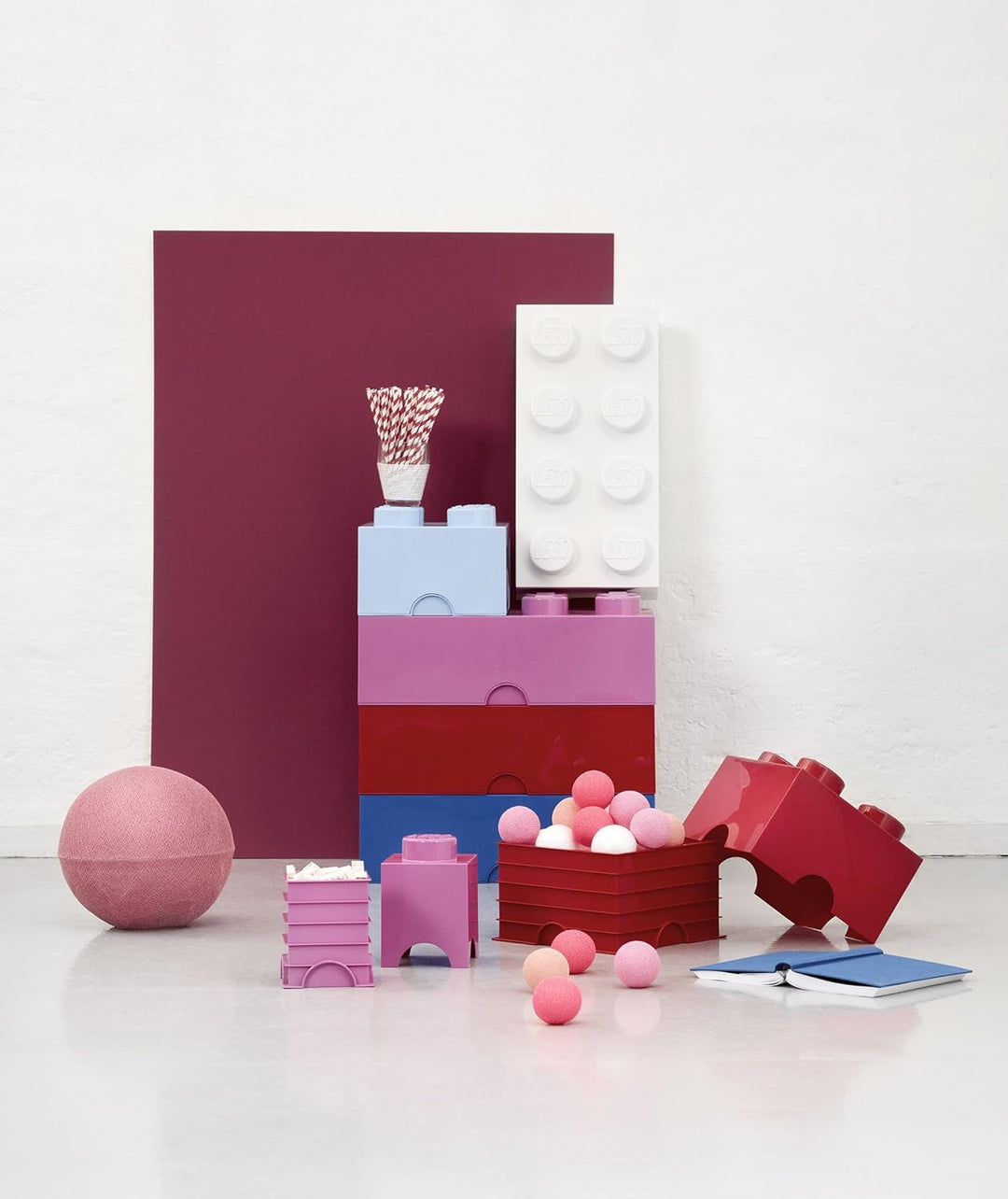 LEGO Aufbewahrungsstein, 8 Noppen, Stapelbare Aufbewahrungsbox, 12 l, rosa Pink, Pink