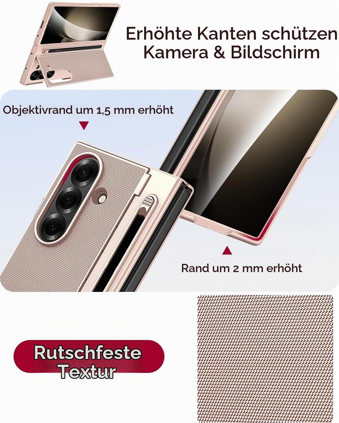 Miimall Kompatibel mit Samsung Galaxy Z Fold 5 Hülle mit S-Pen &amp; Stifthalter, [HD Displayschutz] Ult