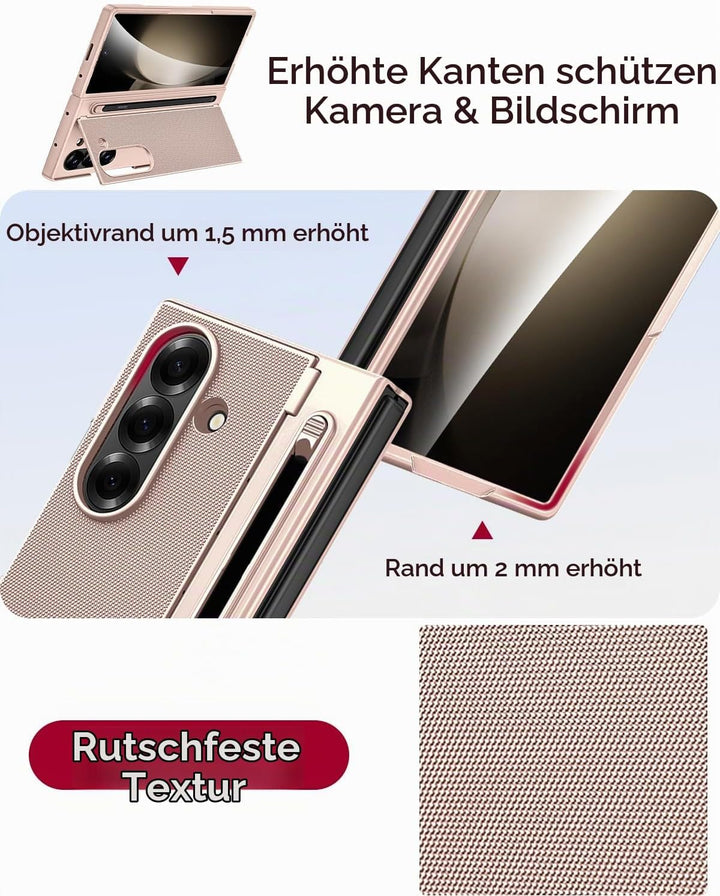 Miimall Kompatibel mit Samsung Galaxy Z Fold 5 Hülle mit S-Pen &amp; Stifthalter, [HD Displayschutz] Ult