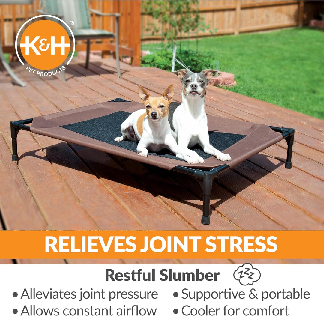 K&H PET PRODUCTS Hundebett, erhöht, Netzstoff, Grösse M, 63,3 x 81,8 x 17,8 cm, Schokoladenbraun/Sch