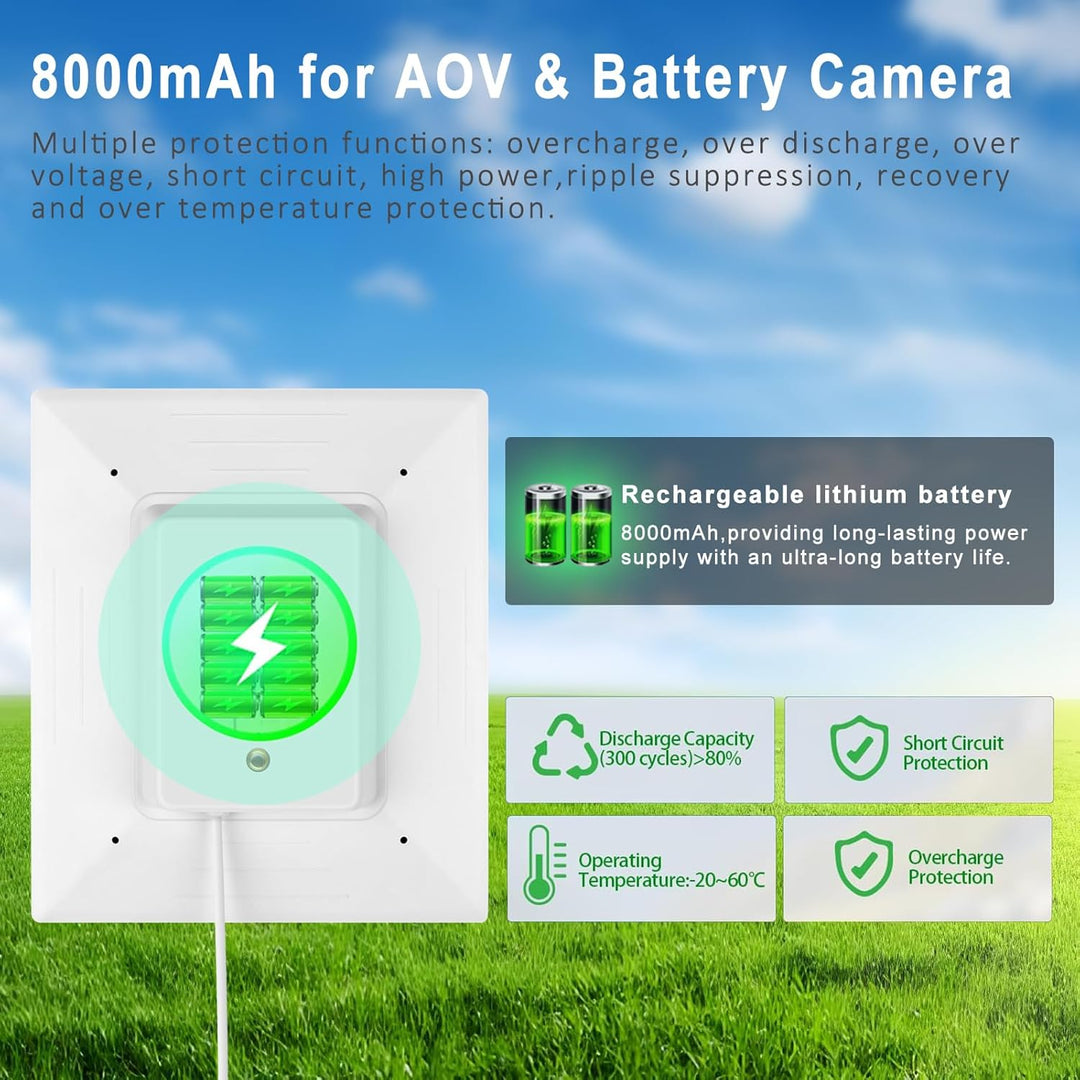 5W/5V Solarpanel mit eingebautem 8000mAh Akku, mit 3m langem 3-in-1-Ladekabel (Micro-USB, Typ-C und