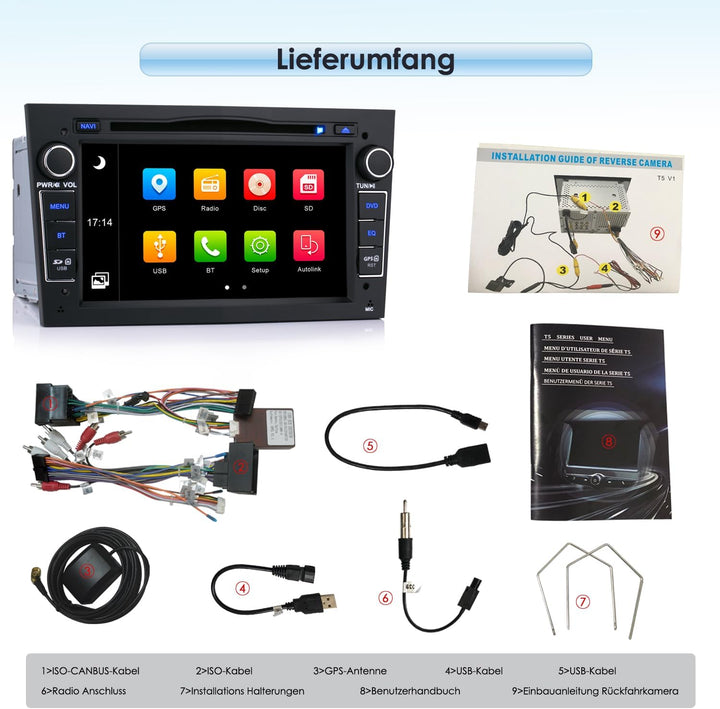 7 Zoll 2 Din Autolink Autoradio DVD CD Player GPS Navigation FM AM Radio Bluetooth USB SD Für Opel A
