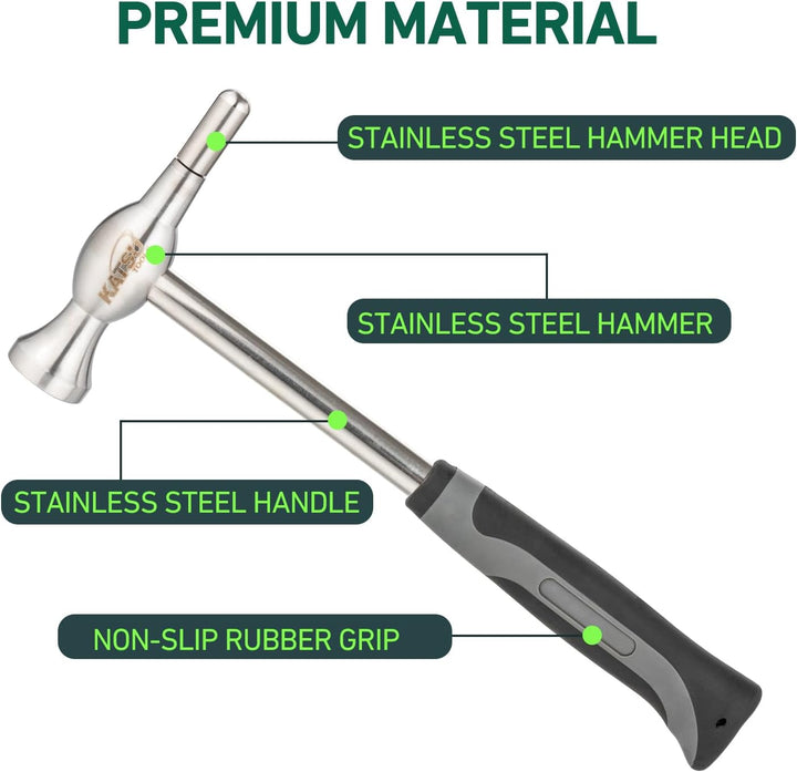 KATSU Tools 20 Stück Auto Karosserie Panel Dent Repair Tool Set - Edelstahl Hammer mit Tap Down Pen