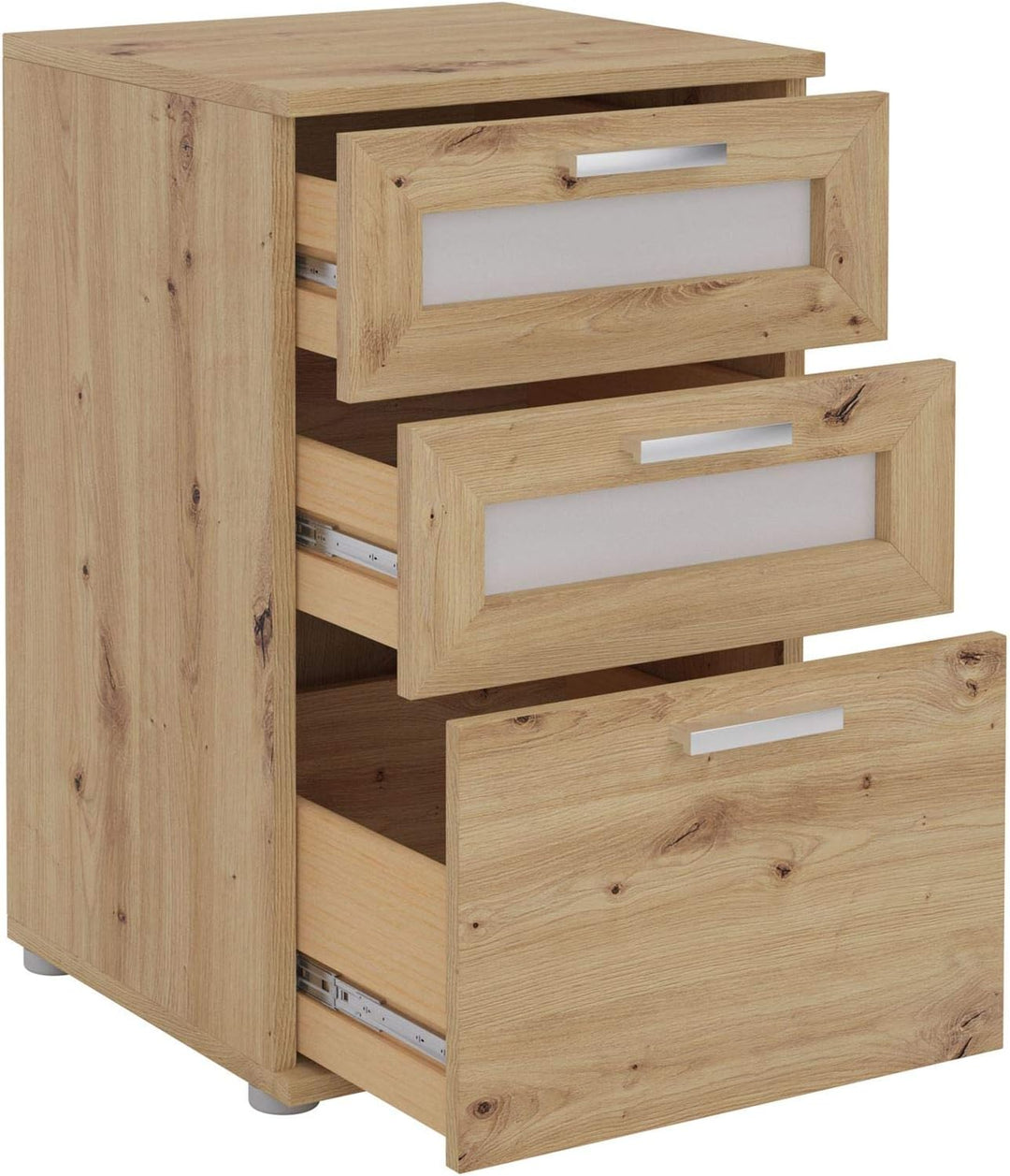 CARO-Möbel Nachttisch für Boxspringbetten Nachtschrank Nachtkommode MARIKE in Asteiche, mit 3 Schubl