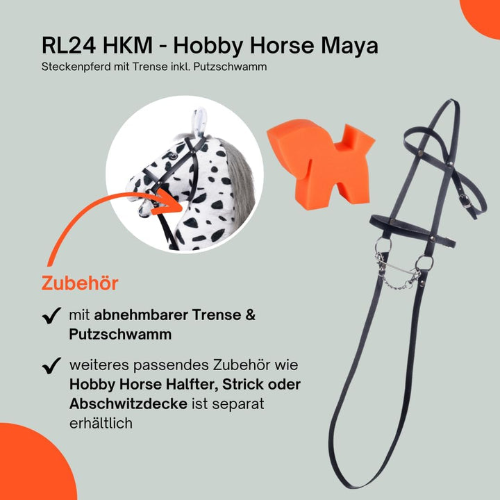 RL24 HKM - Hobby Horse Maya inkl MagicBrush | Steckenpferd mit Trense | Spielpferd aus Plüsch mit Ho