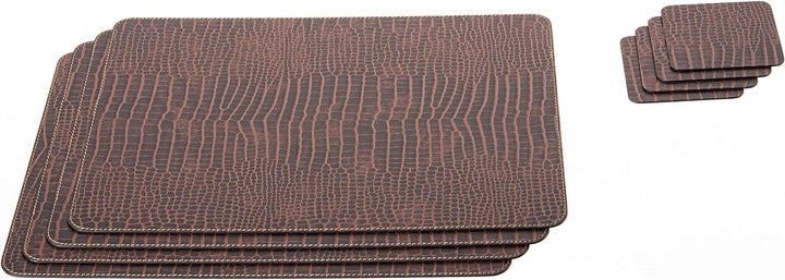 Nikalaz Platzsets und Untersetzer (4er Set) aus recyceltem Leder, Tischsets, 4 Stück Platzsets und 4