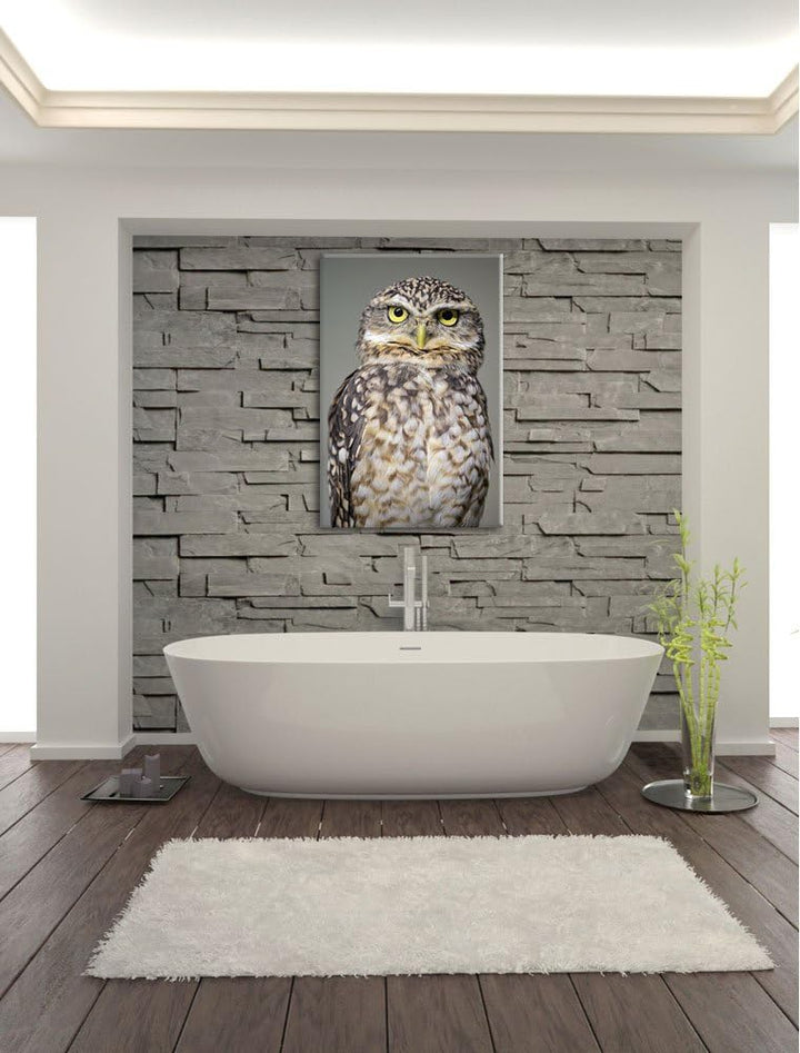 Pixxprint kleine Eule auf Leinwand, XXL riesige Bilder fertig gerahmt mit Keilrahmen, Kunstdruck auf