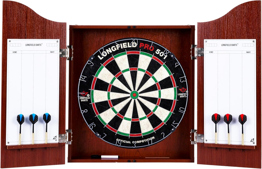 Holz Dartschrank, sisal Dartscheibe, inbegriffen 6 Darts 18gr und Zubehör dunkle Eiche, dunkle Eiche