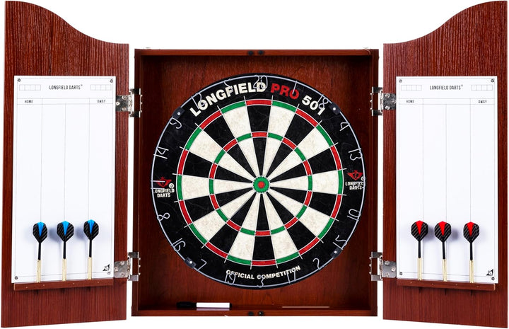 Holz Dartschrank, sisal Dartscheibe, inbegriffen 6 Darts 18gr und Zubehör dunkle Eiche, dunkle Eiche