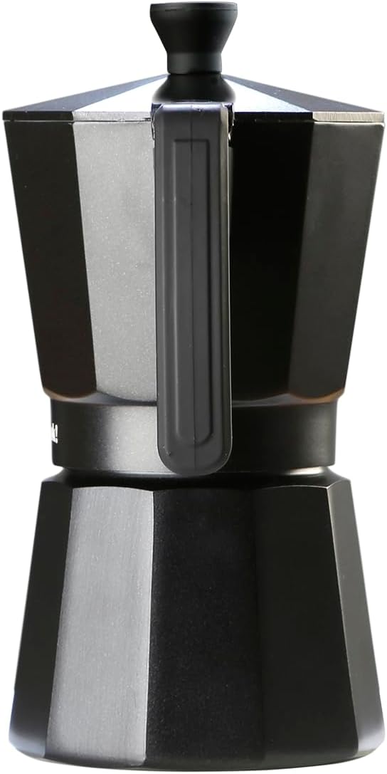 WECOOK! Bella Espressokocher Schwarz aus Aluminium, Moka Kaffeekocher, 9 Tassen (450 ml), Silikondic