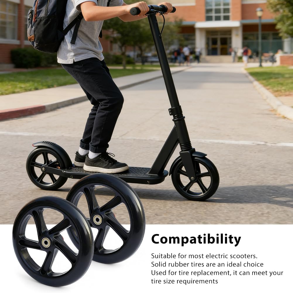 2 Stück 200mm Scooter Rollen, Ersatzräder mit ABEC-9 Lager, Anti-Rutsch Roller Räder, Ersatzreifen S