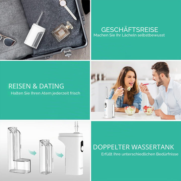 VOYOR Mini-Munddusche Kabellos Tragbar Wasserflosser Wiederaufladbar und IPX7 wasserdicht Plaque-Ent